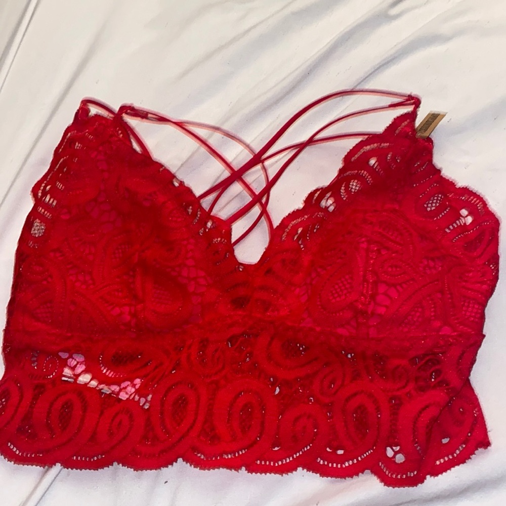 small red bralette from PINK.